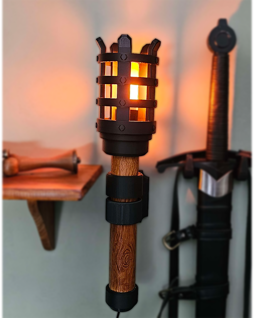 Medieval Wall Mounted Torch Lamp! & Flame Effect Bulb